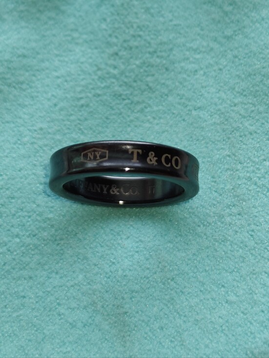 Tiffany & Co. Jewelry - Tiffany & Co. 1837 Black Titanium Narrow Ring Band 4mm Unisex Size 4 US
